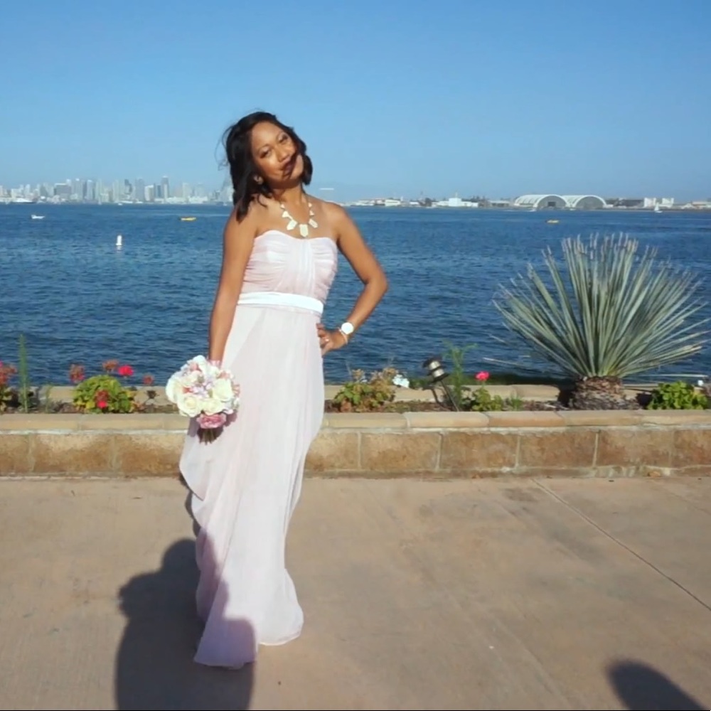 Blush pink sweetheart goddess gown